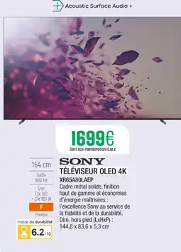 Extra SONY Téléviseur oled 4k xr65a80laep offre