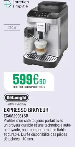 Extra DELONGHI Expresso broyeur ecam29061sb offre
