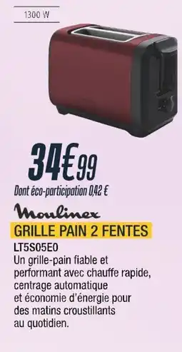 Proxi Confort MOULINEX Grille pain 2 fentes lt5s05e0 offre