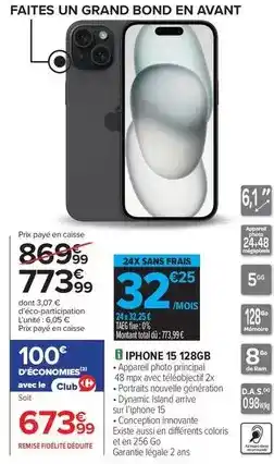 Carrefour Total - iphone 15 128gb offre