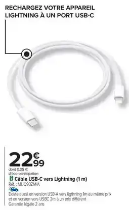 Carrefour Cable usb-c vers lightning offre