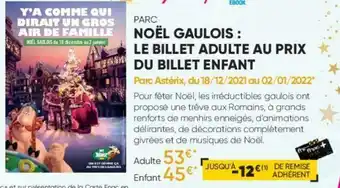 Noël gaulois : le billet adulte au prix du billet enfant