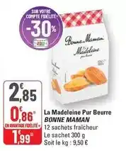 G20 Bonne maman - la madeleine pur beurre offre
