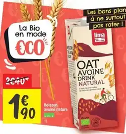Les Comptoirs de la Bio LIMA Boisson avoine nature offre