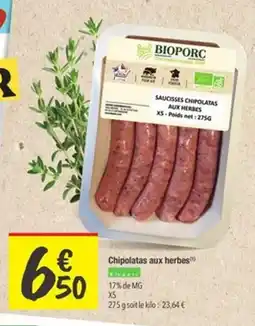 Les Comptoirs de la Bio BIOPORC Chipolatas aux herbes offre