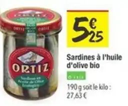 Les Comptoirs de la Bio ORTIZ Sardines à l'huile d'olive bio offre