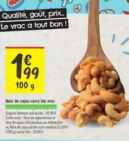 Les Comptoirs de la Bio Noix de cajou curry bio vrac offre