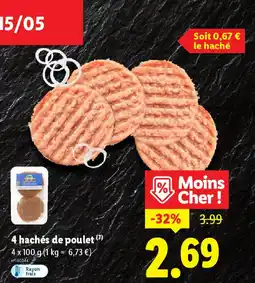 Lidl 4 hachés de poulet offre