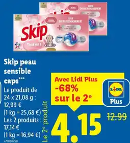 Lidl SKIP peau sensible caps offre