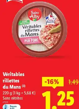 Lidl SAINT ALBY Véritables rillettes du Mans offre