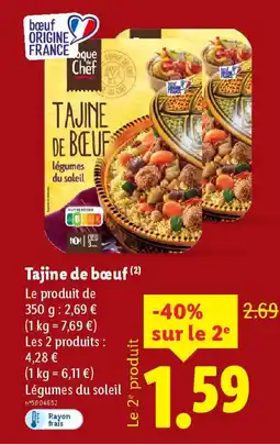 Lidl Tajine de bœuf offre