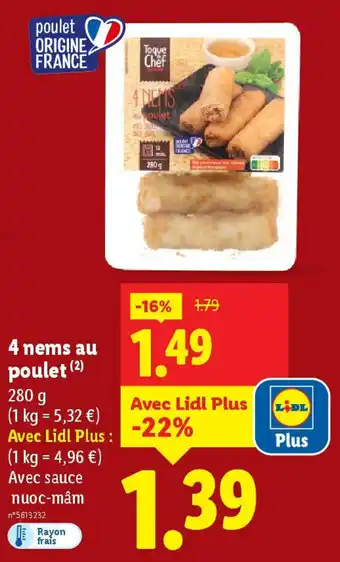 Lidl 4 nems au poulet offre