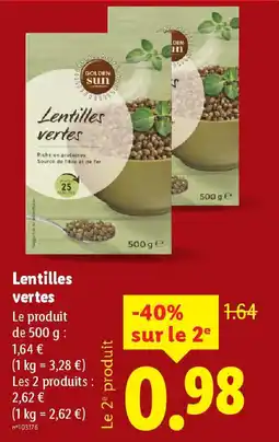 Lidl GOLDEN SUN Lentilles vertes offre
