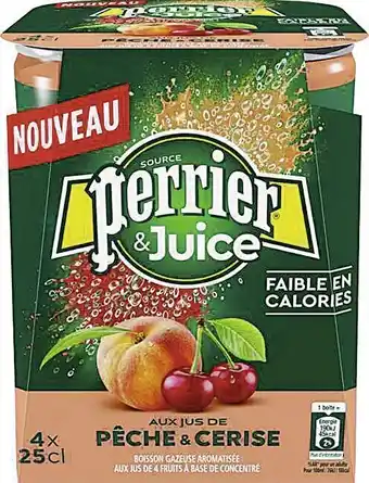 Petit Casino BOISSON GAZEUSE AROMATISÉE AUX JUS DE PÊCHE & CERISE offre