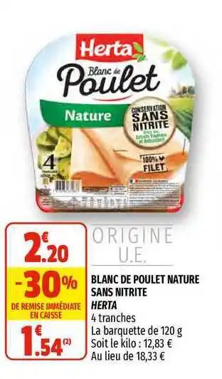 Coccimarket Blanc De Poulet Nature Sans Nitrite Herta offre