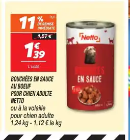 Netto Bouchées en sauce au boeuf pour chien adulte offre