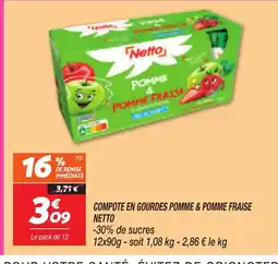 Netto Compote en gourdes pomme & pomme fraise offre