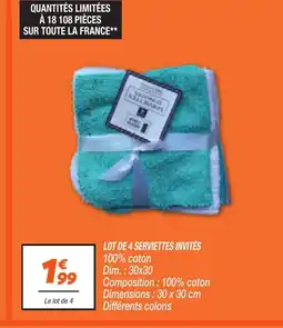 Netto Lot de 4 serviettes invités offre