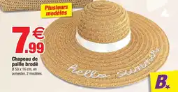 Bazarland Chapeau de paille brodé offre