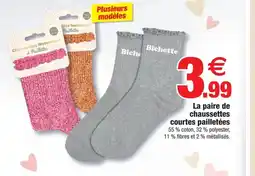 Bazarland La paire de chaussettes courtes pailletées offre