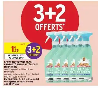 Intermarché Spray Nettoyant Flash Propreté Anti-bactérien Mr Propre offre
