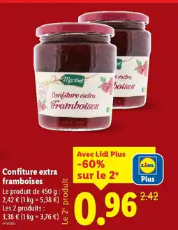 Lidl Confiture extra framboises offre