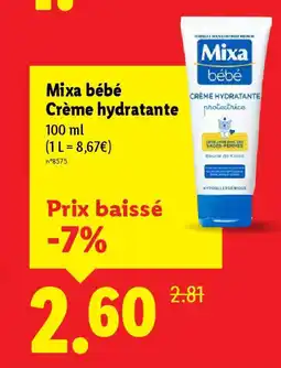 Lidl MIXA bébé Crème hydratante offre