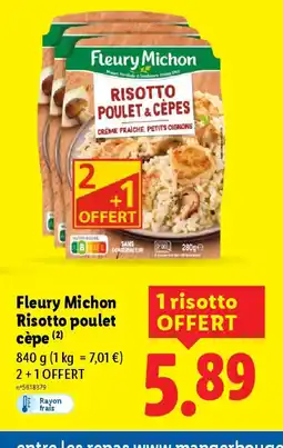 Lidl FLEURY MICHON Risotto poulet cèpe offre