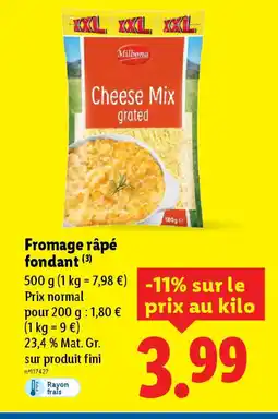 Lidl Fromage râpé fondant offre