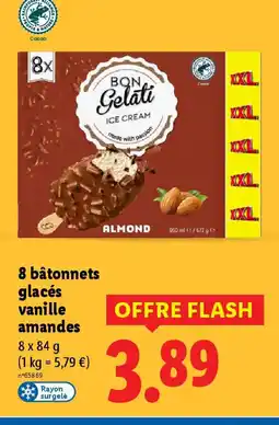 Lidl 8 bâtonnets glacés vanille amandes offre
