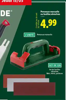 Lidl Ponceuse manuelle ou feuilles abrasives offre
