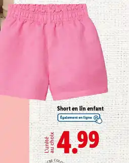 Lidl Short en lin enfant offre