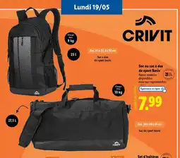 Lidl CRIVIT Sac ou sac à dos de sport Basic offre