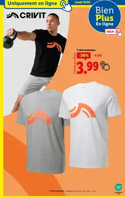 Lidl CRIVIT T-shirt technique offre