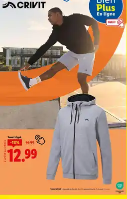 Lidl CRIVIT Sweat zippé offre