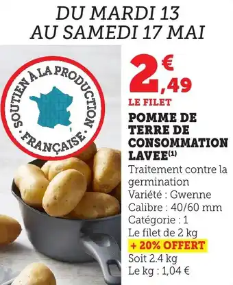 Bi1 Pomme de terre de consommation lavee offre