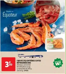Auchan Drive Crevettes entières cuites réfrigérées bio offre