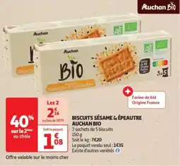 Auchan Drive Biscuits sésame & épeautre auchan bio offre