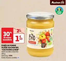 Auchan Drive Purée de pomme filière auchan bio cultivons le bon sans sucres ajoutés offre