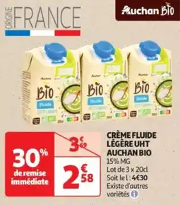 Auchan Drive Crème fluide légère uht auchan bio offre