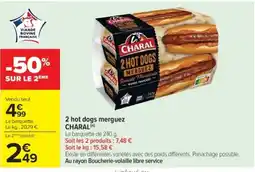 Cora x Carrefour CHARAL 2 hot dogs merguez offre