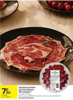 Cora x Carrefour MONTE NEVADO Assiette de jambon de Cebo Ibérique 50% tranché offre