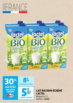 Auchan Drive Lait bio demi-écrémé lactel offre
