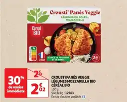Auchan Drive Crousti panés veggie légumes mozzarella bio céréal bio offre