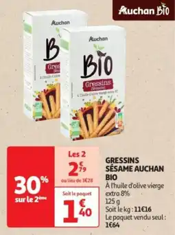 Auchan Drive Gressins sésame auchan bio offre