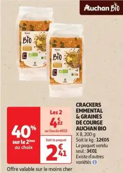Auchan Drive Crackers emmental & graines de courge auchan bio offre