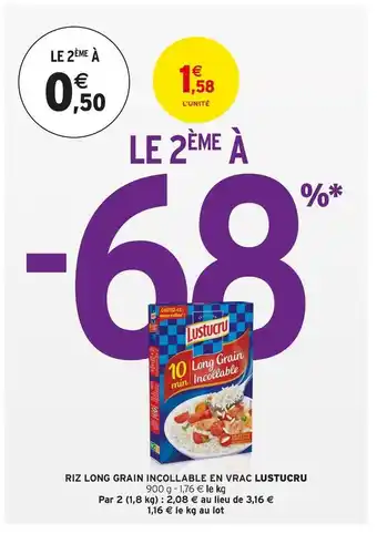 Intermarché RIZ LONG GRAIN INCOLLABLE EN VRAC offre