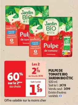 Auchan Drive Pulpe de tomate bio jardin bioétic offre