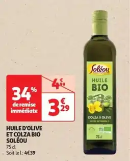 Auchan Drive Huile d'olive et colza bio soléou offre