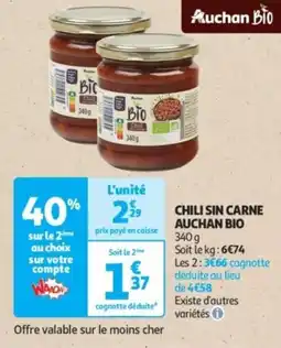 Auchan Drive Chili sin carne auchan bio offre
